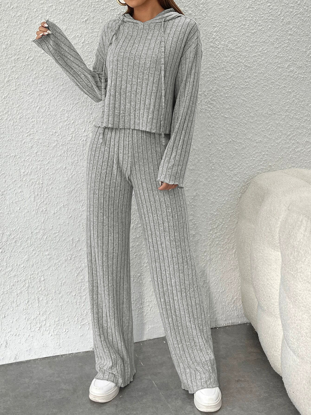 ZARA Simple Relaxed Hooded Loungewear 2-Piece Set Spring Summer Solid Color - Picture 4 of 6